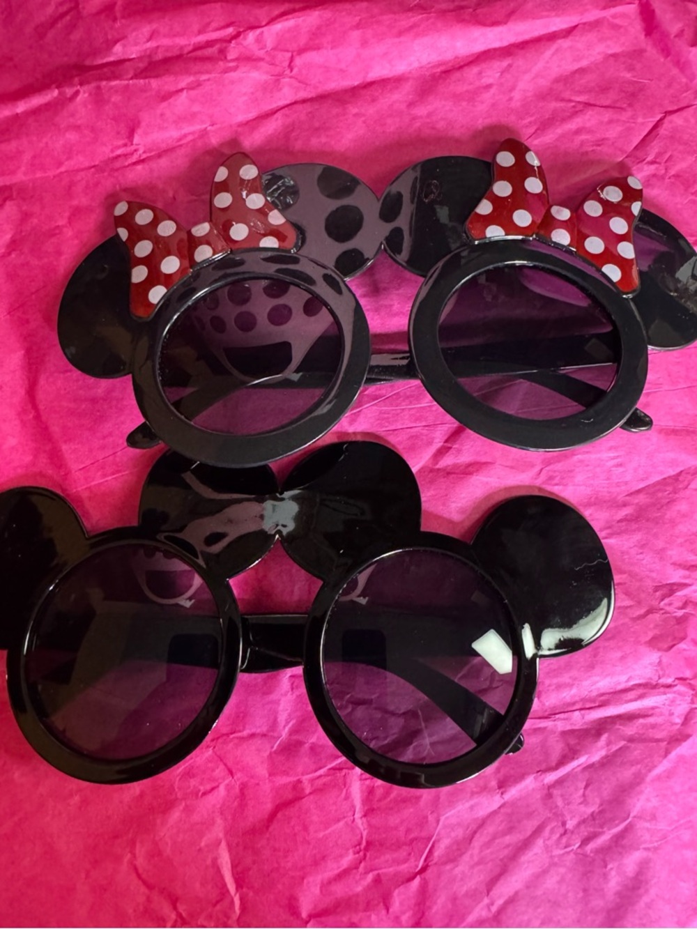 Minnie Mouse and Mickey Round Sunglasses Set - Black with Red Polka Bow-Specify